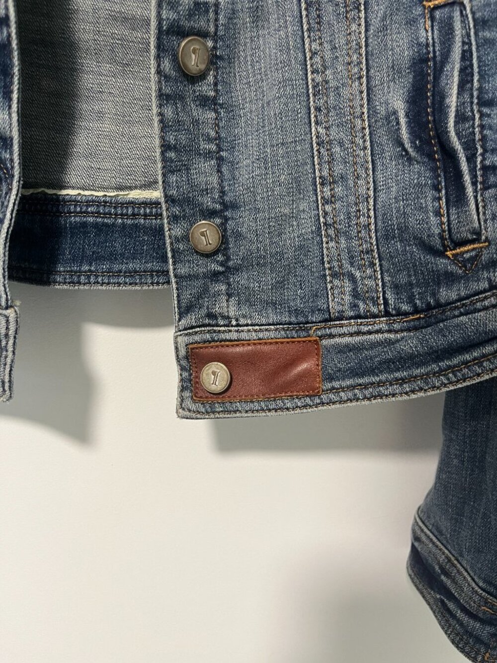 Pilcro and the Letterpress Denim Jacket Leather Trim Size M - Picture 4 of 5